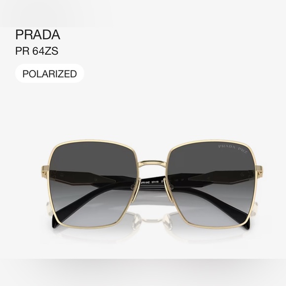 Prada Polarized Sunglasses SPR64Z Pale Gold/Grey Gradient NWT - Picture 3 of 16